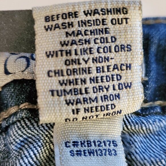 Earl Jeans Straight Leg Embellished Thick Stitching Crystal Button Flap Pocket 4 - Picture 11 of 16